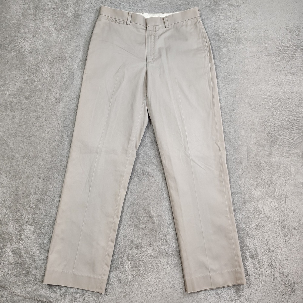 LL Bean Chino Pants Mens 34x34 Khaki Classic‎ Fit Flat Front Button Back Pockets